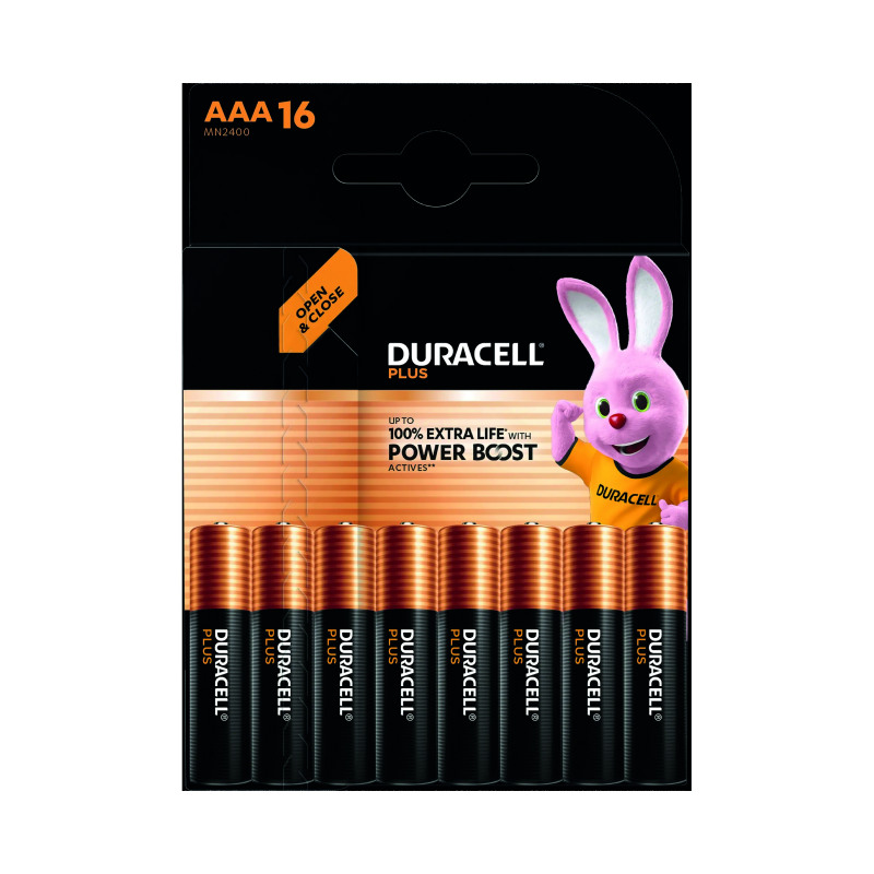 Duracell+Plus+AAA+Battery+Alkaline+100%25+Extra+Life+Power+Boost+%28Pack+of+16%29+5010829%2B