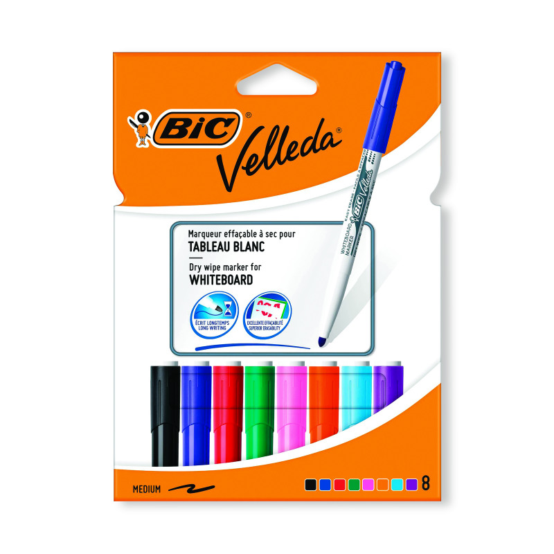 Bic+Velleda+1741+Drywipe+Marker+Assorted+%28Pack+of+8%29+1199001748
