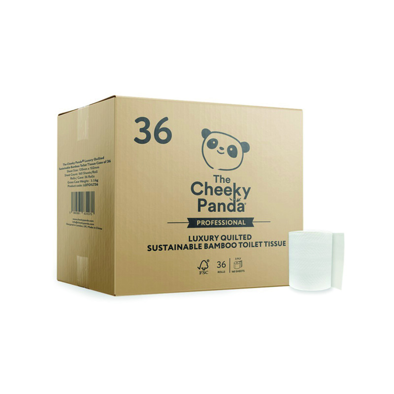 Cheeky+Panda+Professional+3-Ply+Bamboo+Toilet+Tissue+Rolls+Quilted+160+Sheet+%28Pack+of+36%29+LQTOILT36