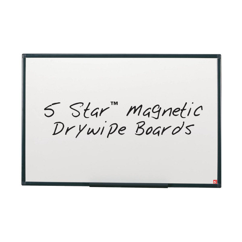 5+Star+Office+Magnetic+Drywipe+Board+Steel+Trim+with+Fixing+Kit+and+Detachable+Pen+Tray+1200x900mm
