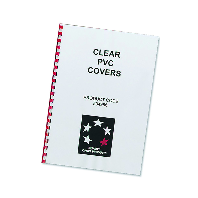 5+Star+Office+Comb+Binding+Covers+PVC+200+Micron+A4+Clear+%28Pack+of+100%29