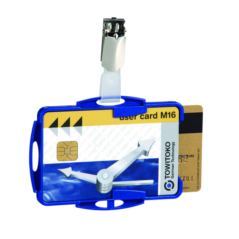 Durable+ID+Card+Holder+with+Clip+for+2+Cards+Blue+%28Pack+of+25%29+8218%2F06