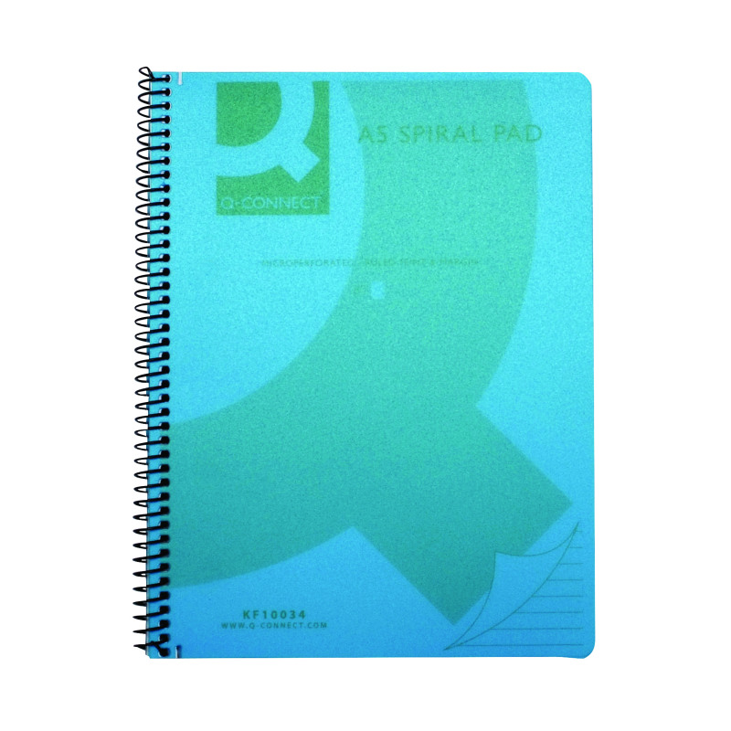 Q-Connect+Spiral+Bound+Polypropylene+Notebook+160+Pages+A5+Blue+%285+Pack%29+KF10034