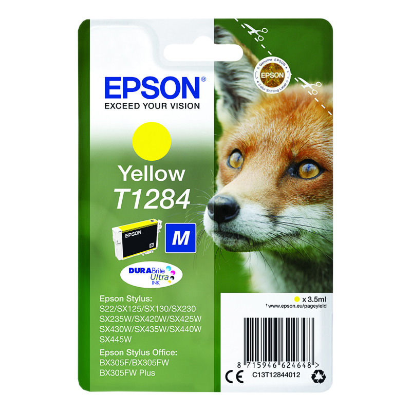 Epson+T1284+Fox+DURABrite+Ultra+Ink+Cartridge+Yellow+C13T12844012