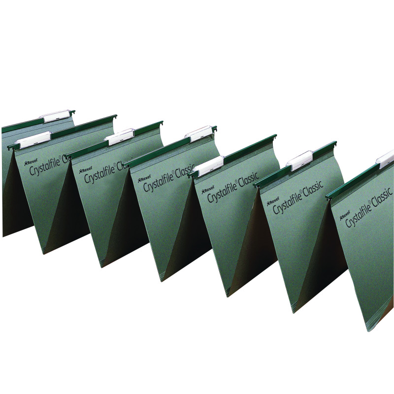 Rexel+Crystalfile+Linked+Suspension+File+Foolscap+Green+%28Pack+of+50%29+78650