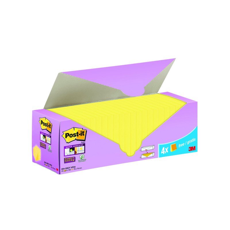 Post-it+Super+Sticky+Notes+Canary+Yellow+Cabinet+76x76mm+%2824+Pack%29+7100236613
