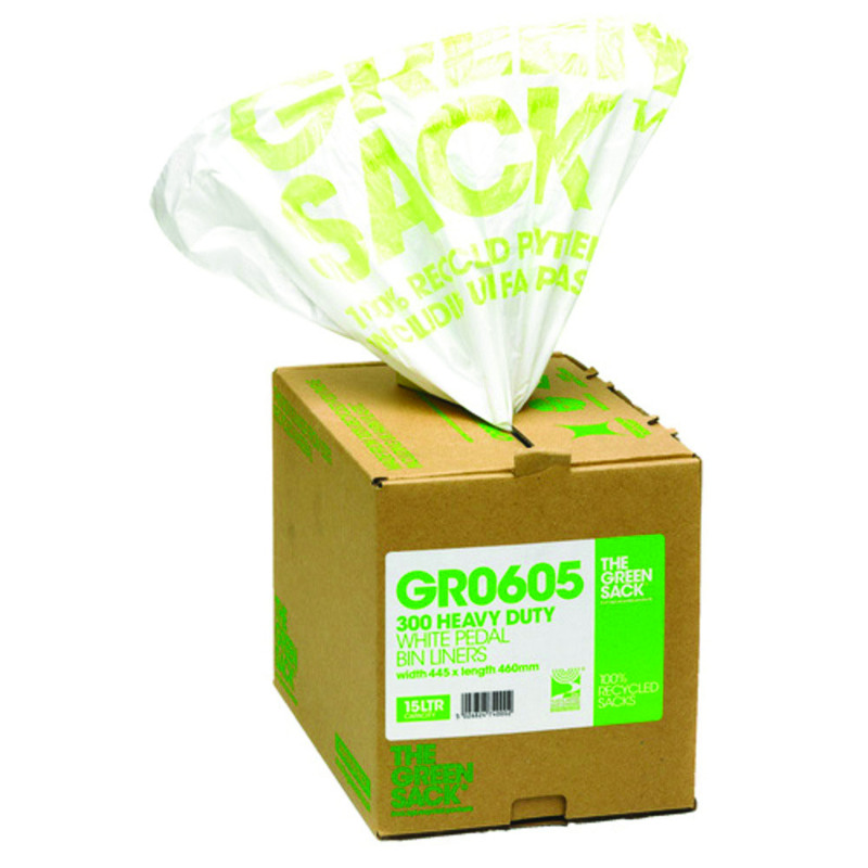 Greensack+Pedal+Bin+Liner+in+Dispenser+White+%28Pack+of+300%29+VHP+GR0605