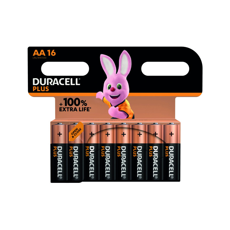 Duracell+Plus+AA+Battery+Alkaline+100%25+Extra+Life+%28Pack+of+16%29+5009375