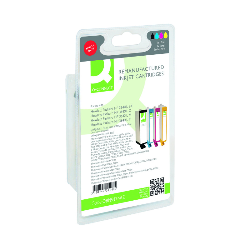 Q-Connect+Remanufactured+Inkjet+Cartridge+CMYK+For+HP+N9J74AE+N9J74AE-COMP