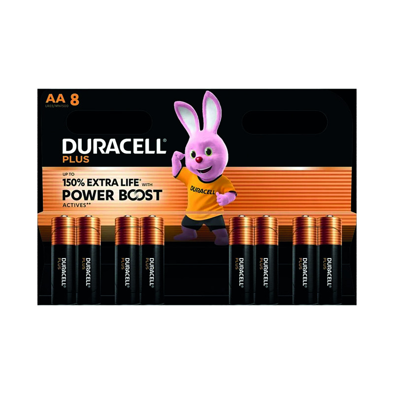 Duracell+Plus+AA+Battery+Alkaline+150%25+Extra+Life+Power+Boost+%28Pack+of+8%29+5015223%2B