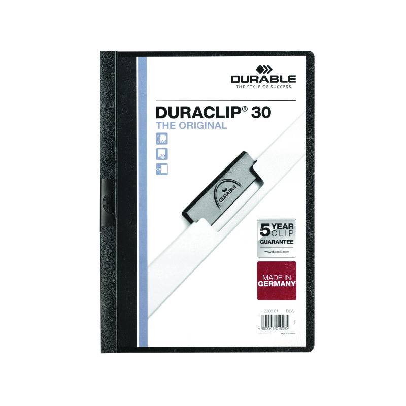 Durable+Clip+Folder+DURACLIP+30+A4+Black+%28Pack+of+25%29+2200%2F01