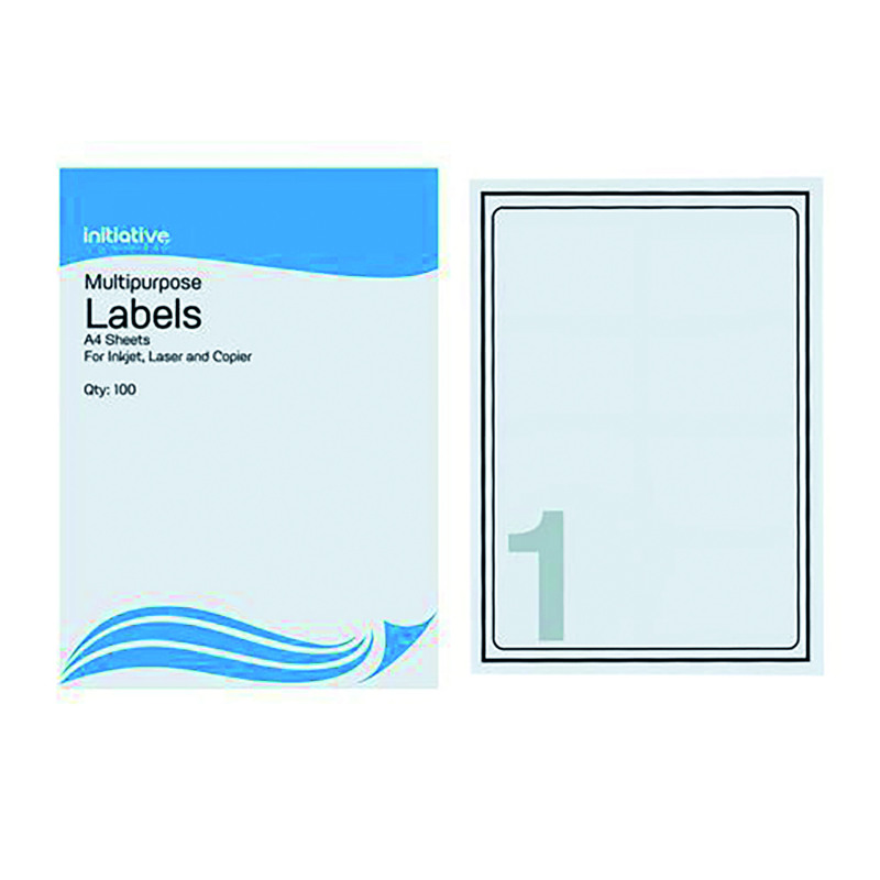 Initiative+Multipurpose+Labels+199.6x289.1mm+1+per+Sheet+%28100+Pack%29