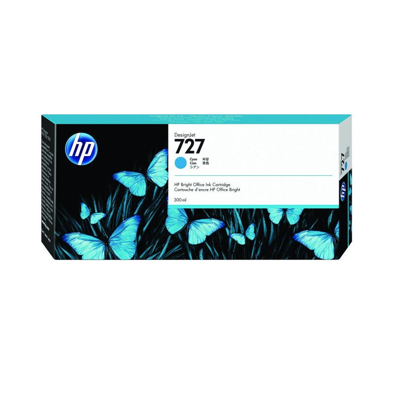 HP+727+DesignJet+Ink+Cartridge+300-ml+Cyan+F9J76A