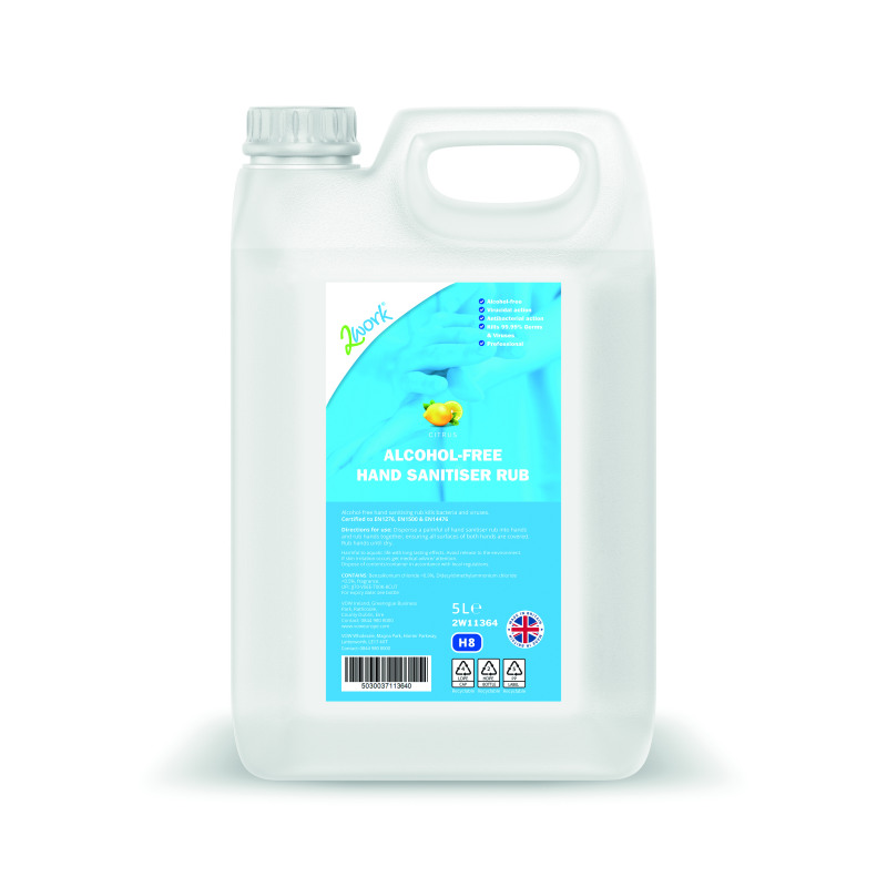 2Work+Hand+Sanitiser+Rub+Alcohol-Free+Jerry+Can+5L+2W11364