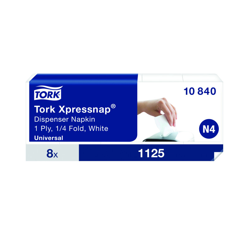 Tork+Xpressnap+1-Ply+Napkins+4+Fold+White+%28Pack+of+1125%29+10840
