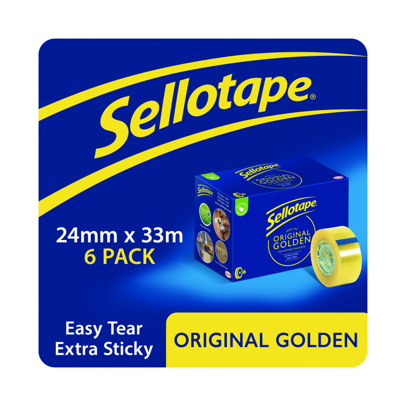 Sellotape+Original+Golden+Tape+24mmx33m+%286+Pack%29+1443254