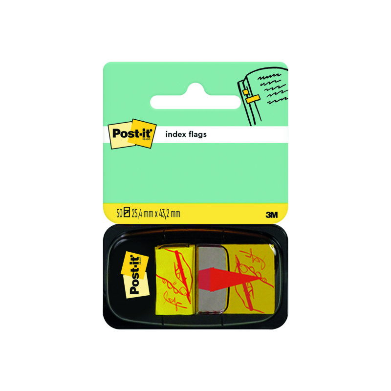 Post-it+Index+Tabs+Sign+Here+Yellow+25mm+50+Flags+%2B+Dispenser+680-31