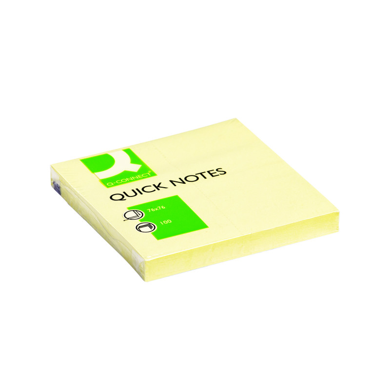 Q-Connect+Quick+Note+Repositionable+Pad+76x76mm+Yellow+%28Pack+of+12%29+KF10502
