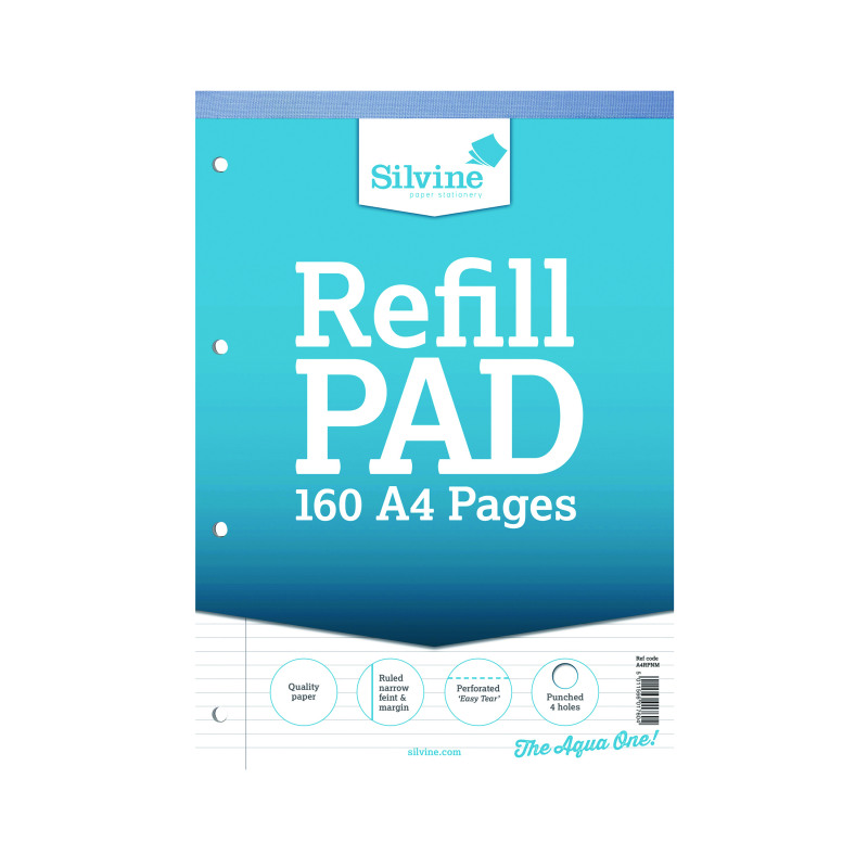 Silvine+Narrow+Feint+Ruled+Headbound+Refill+Pad+160+Pages+A4+%286+Pack%29+A4RPNM