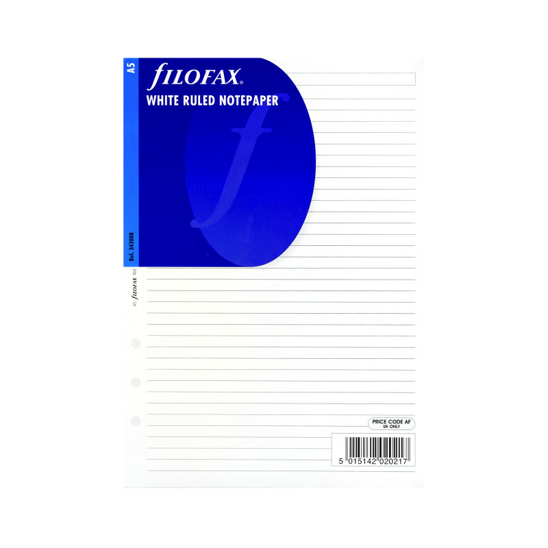 Filofax+Refill+A5+Ruled+Paper+White+%2825+Pack%29+343008