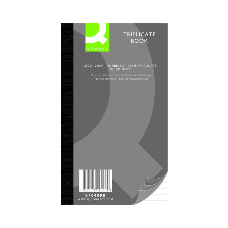 Q-Connect+Feint+Ruled+Triplicate+Book+210x127mm+KF04098