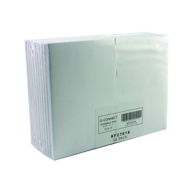 Q-Connect+Plain+Scribble+Pad+80+Leaf+160+Pages+148x105mm+%28Pack+of+20%29+KF27018