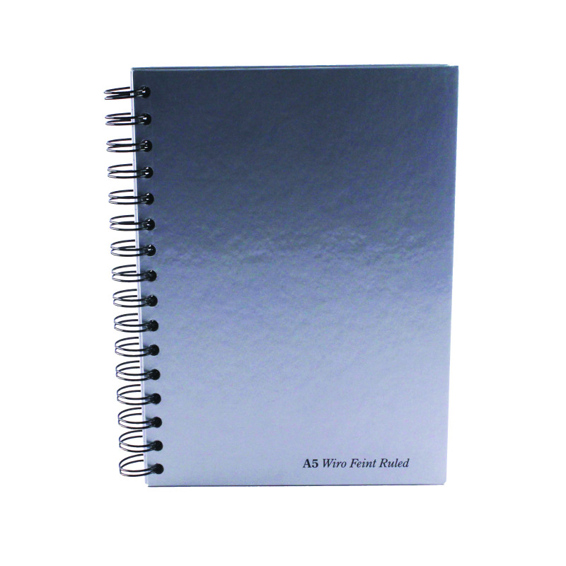 Pukka+Pad+Silver+Ruled+Wirebound+Notebook+160+Pages+A5+%28Pack+of+5%29+WRULA5