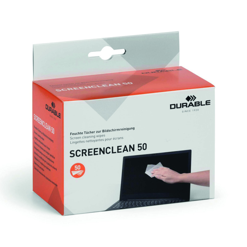 Durable+Screenclean+50+Wipes+Bio-degradable+Individually+Wrapped+%28Pack+of+50%29+578702
