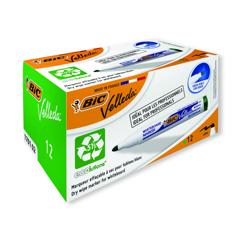 Bic+Velleda+1701+Drywipe+Marker+Bullet+Tip+Green+%28Pack+of+12%29+904940