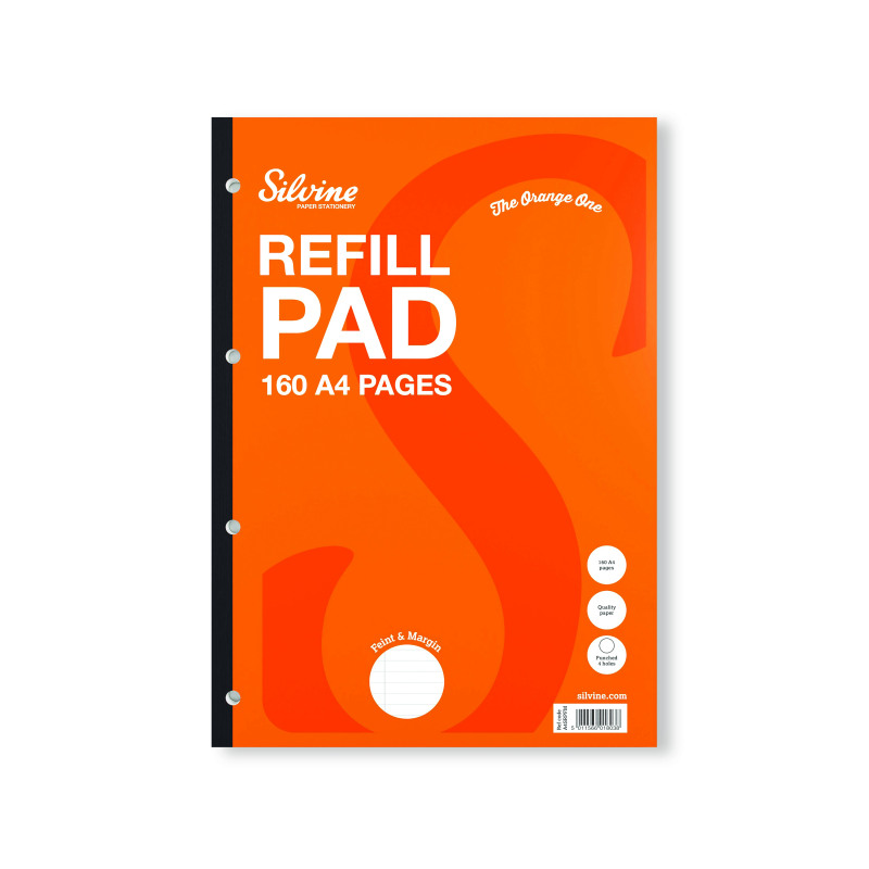 Silvine+Punched+Feint+Ruled+Sidebound+Refill+Pad+160+Pages+A4+%286+Pack%29+A4SRPFM