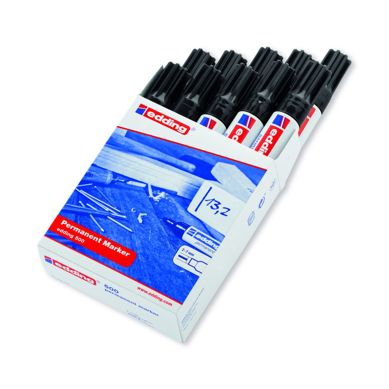 Edding+500+Chisel+Tip+Permanent+Marker+Large+Black+%28Pack+of+10%29+500-001