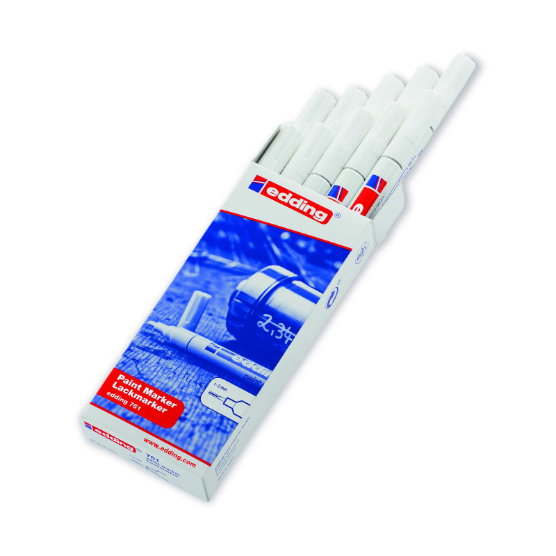 Edding+751+Bullet+Tip+Paint+Marker+Fine+White+%28Pack+of+10%29+751-049