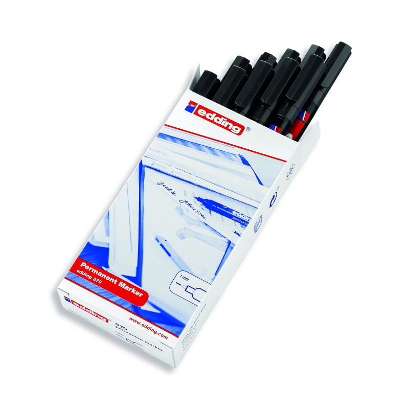 Edding+370+Permanent+Marker+Fine+Black+%28Pack+of+10%29+370-001