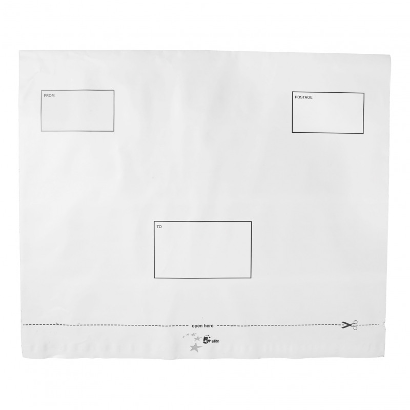 5+Star+DX+Bags+Self+Seal+Waterproof+White+450x320mm+and+50mm+Flap+%28Pack+of+100%29