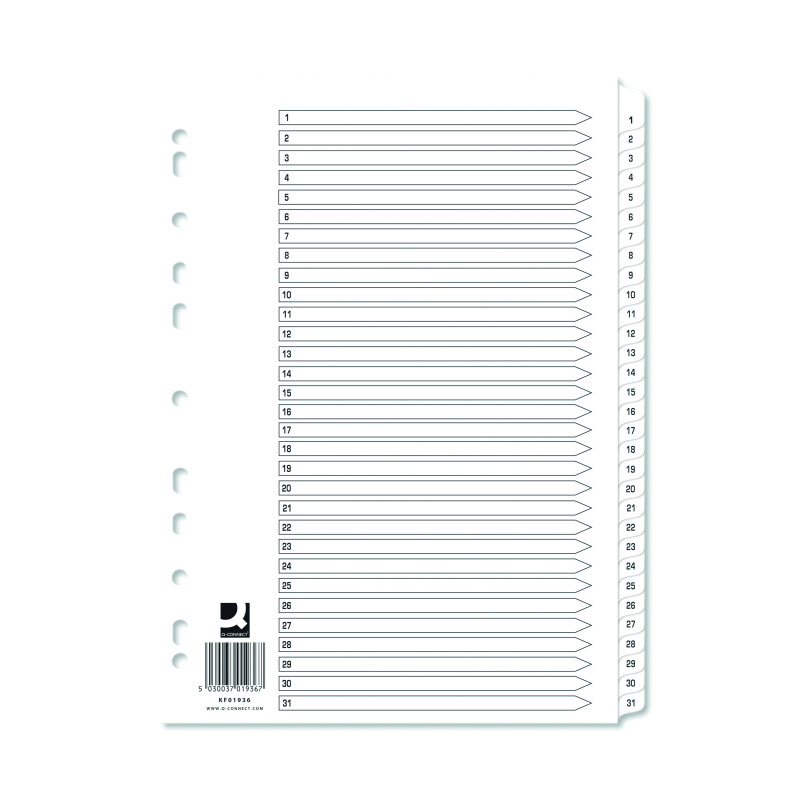 Q-Connect+1-31+White+Board+Indexes+%2810+Pack%29+KF01936Q