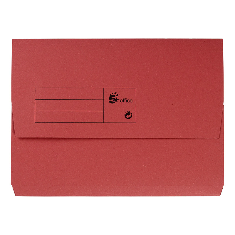 5+Star+Office+Document+Wallet+Half+Flap+285gsm+Recycled+Capacity+32mm+A4+Red+%28Pack+of+50%29