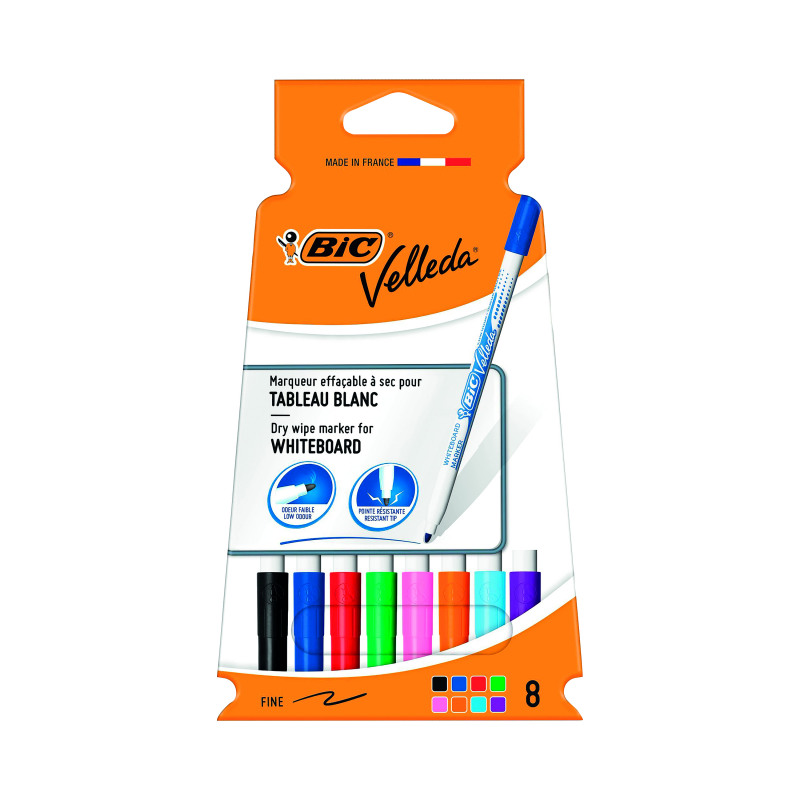 Bic+Velleda+1721+Drywipe+Marker+Fine+Assorted+%28Pack+of+8%29+1199005728