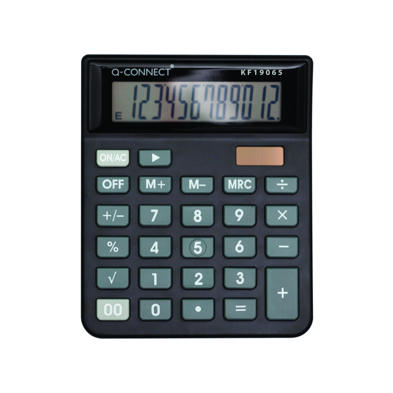 Q-Connect+12+Digit+Table+Top+Calculator+Medium+Black+KF19065