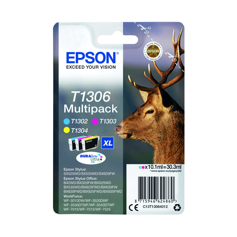 Epson+T1306+Stag+DURABrite+Ultra+Ink+Cartridge+CMY+Multipack+C13T13064012