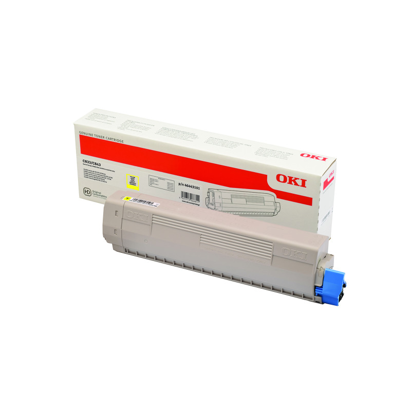 Oki+C833+10K+Toner+Cartridge+High+Yield+Yellow+46443101