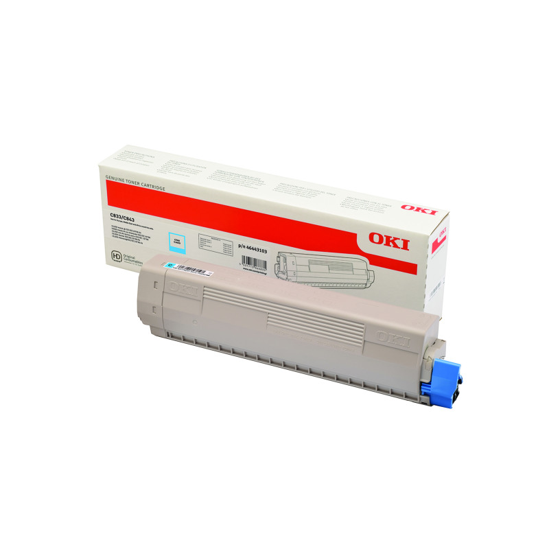 Oki+C833+10K+Toner+Cartridge+High+Yield+Cyan+46443103