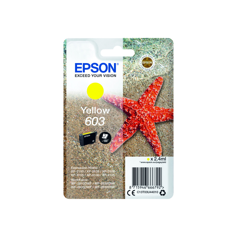 Epson+603+Starfish+Ink+Cartridge+Yellow+C13T03U44010