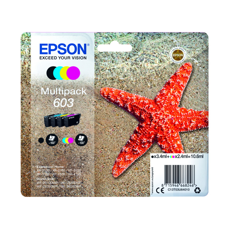 Epson+603+Starfish+Ink+Cartridge+CMYK+Multipack+C13T03U64010
