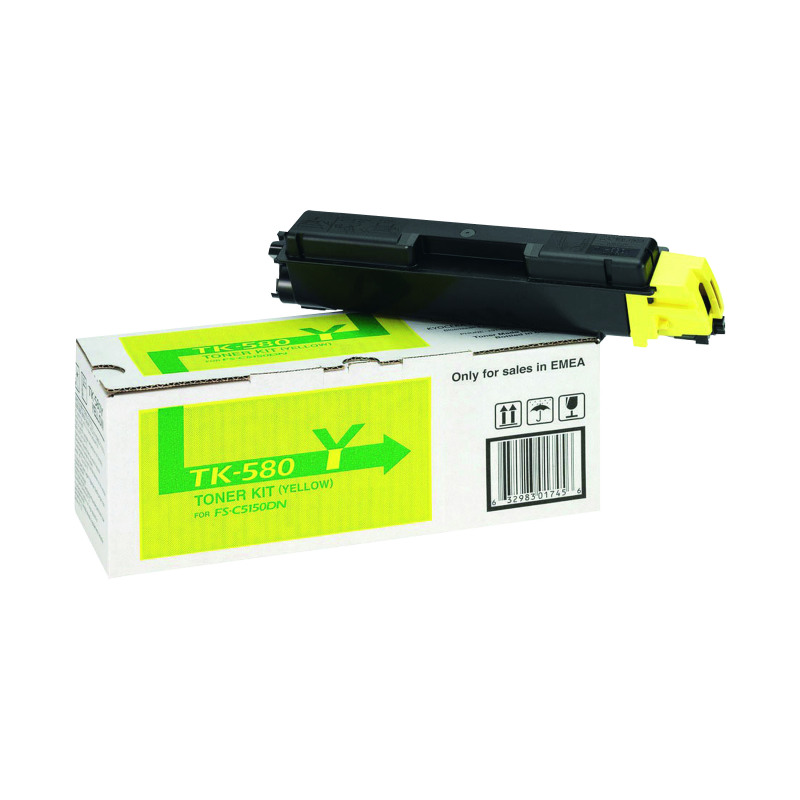 Kyocera+TK-580Y+Toner+Cartridge+Yellow+1T02KTANL0