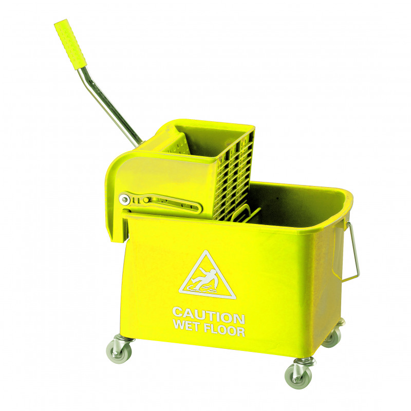 Mobile+Mop+Bucket+and+Wringer+20+Litre+Yellow+101248+YLW
