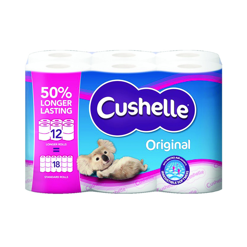 Cushelle+Original+2-Ply+Toilet+Rolls+Longer+Rolls+%28Pack+of+12%29+1102184