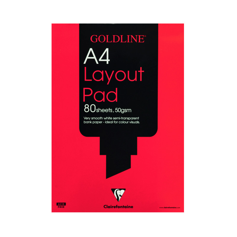 Clairefontaine+Goldline+Layout+Pad+80+Sheets+50gsm+A4+White+GPL1A4