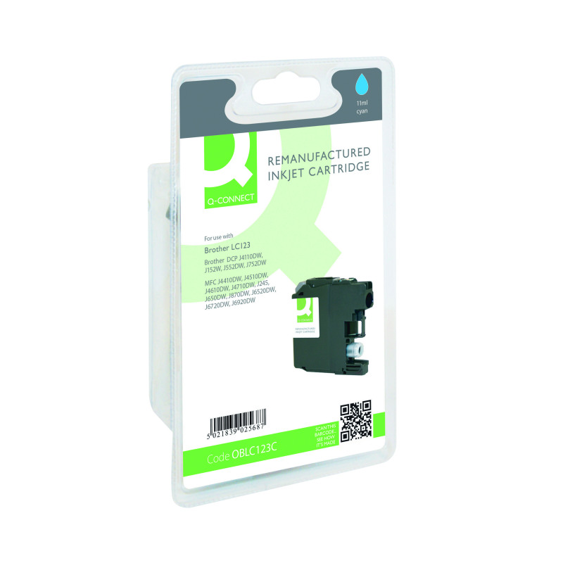 Q-Connect+Brother+LC123+Remanufactured+Inkjet+Cartridge+Cyan+RM-QC-6614-00