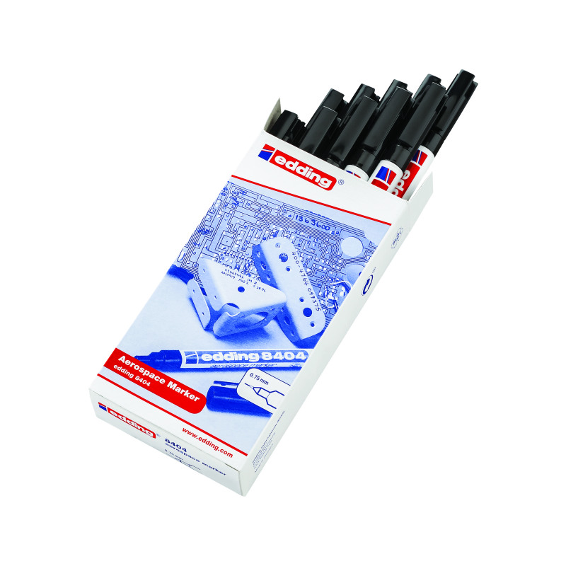 Edding+8404+Aerospace+Permanent+Marker+Ultra+Fine+Black+%28Pack+of+10%29+8404-001