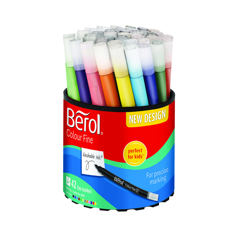 Berol+Assorted+Water-Based+Colourfine+Pen+Tub+%28Pack+of+42%29+S0376490